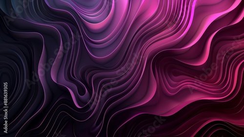 Abstract background with pink and purple gradient, vector illustration, wavy lines, dark colors, modern style, detailed texture, digital art, high resolution,