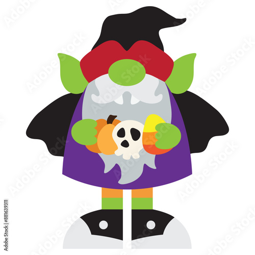 Halloween vampire gnome vector cartoon illustration