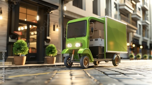 E-commerce concept, Delivery service on mobile application, Transportation delivery by truck or scooter,