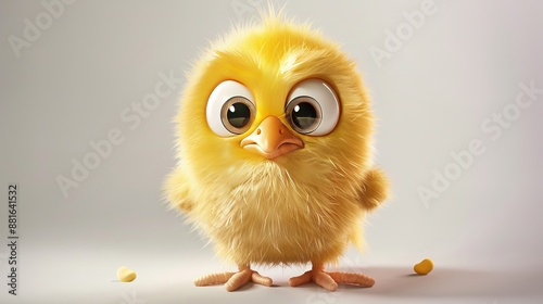 Adorable yellow chick, a baby chicken boy ready for Easter celebrations. This 3D icon is a realistic vector illustration, capturing the charm of this fluffy character.