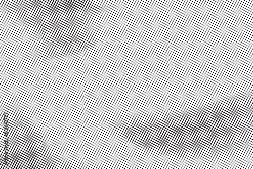 Radial halftone spotted gradient background. Dotted stains concentric texture with fading effect. Black and white circle shade wallpaper. Grunge rough vector. Monochrome geometric backdrop.