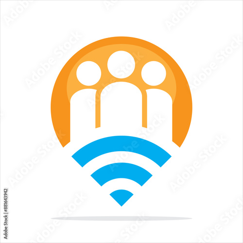 Illustration icon with the concept of a sharing point that finds and manages information about community events.