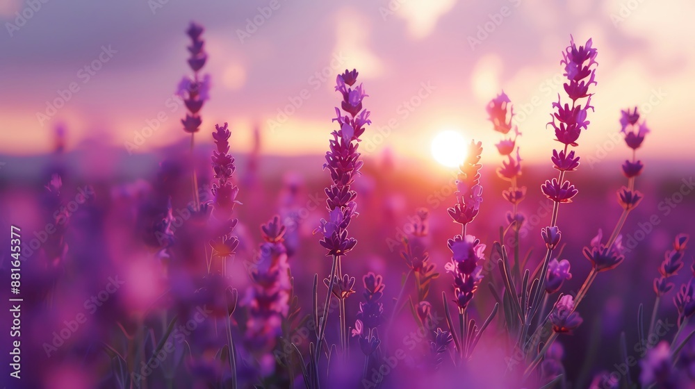 Obraz premium Soothing background of lavender fields for a calming atmosphere