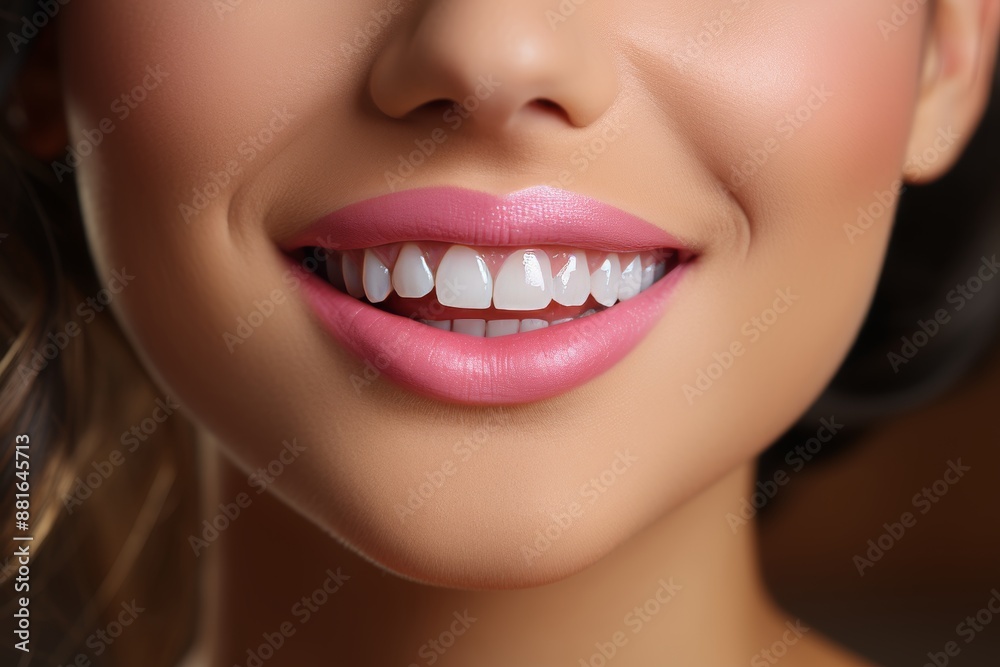 Obraz premium Captivating smile and stunningly beautiful lips of an attractive young woman shining brightly