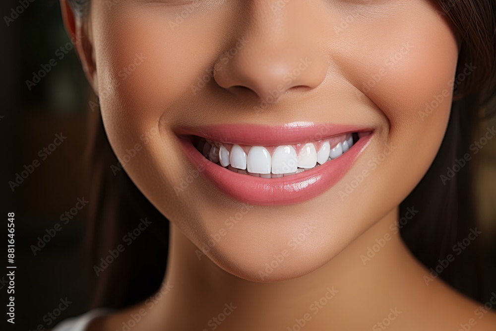 Close up of a captivating woman with a radiant smile and beautifully full lips in focus Close up of a captivating woman with a radiant smile and beautifully full lips in focus