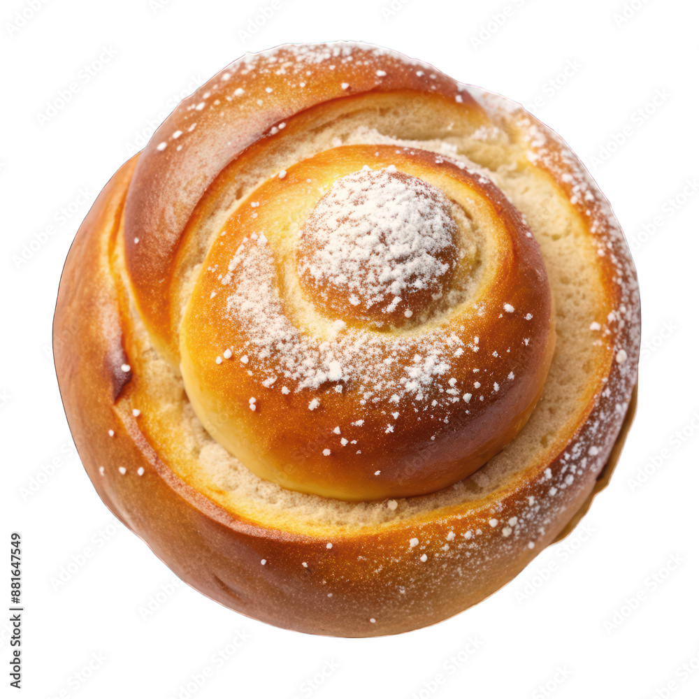 Fototapeta premium Sweet bun top view isolated on transparent background