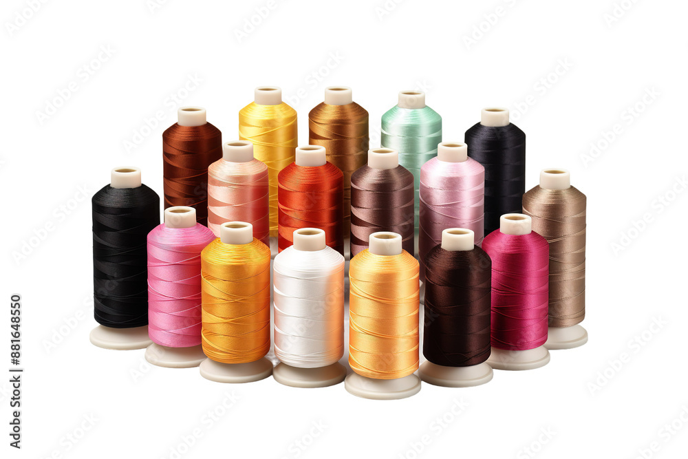 Whimsical Dance of Color: A Vibrant Collection of Thread Spools on White or PNG Transparent Background. Whimsical Dance of Color: A Vibrant Collection of Thread Spools on White or PNG Transparent Background.