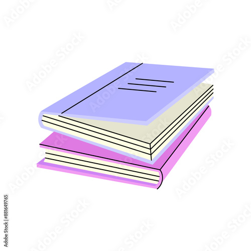 Flat Illustration. Back to School. School essential illustration. Vector textbooks sketch.