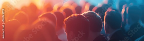 Lecture to attentive listeners, focus on participant interaction, educational discourse, copy space, ethereal, fusion, university campus backdrop photo