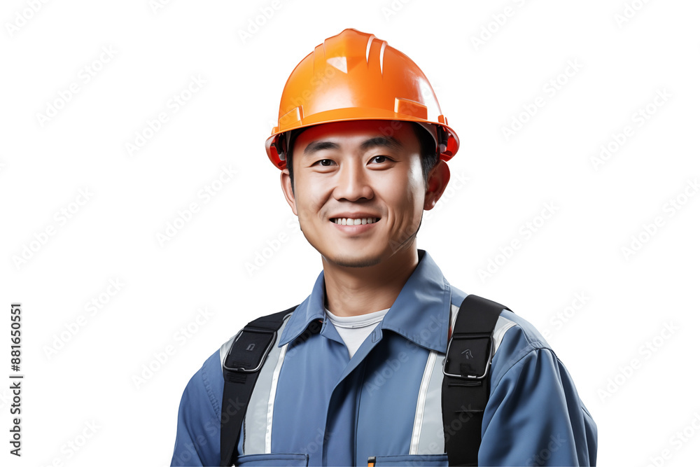 Asian public works worker smiling on transparent background. Subjects related to public works. Construction profession. Transparent background png cutouts. Job offer. Asian country. Asian public works worker smiling on transparent background. Subjects related to public works. Construction profession. Transparent background png cutouts. Job offer. Asian country.