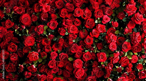 Fototapeta Naklejka Na Ścianę i Meble -  Natural background of red roses generative ai