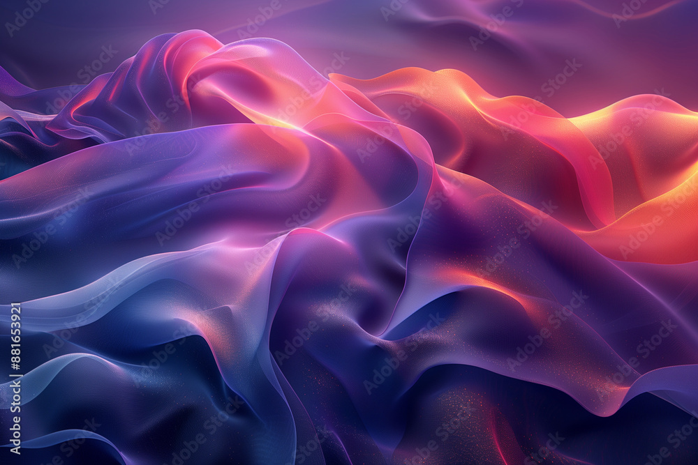 Obraz premium Abstract background with gradient color, dark blue and purple background with waves and curves for presentation design