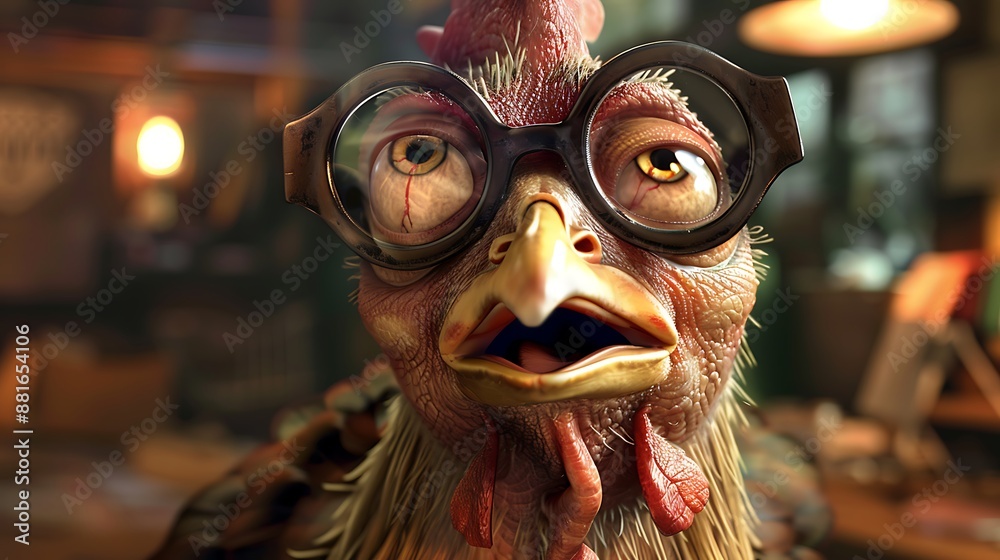 Strange chicken with specs is a great way to put comedy into designs Strange chicken with specs is a great way to put comedy into designs