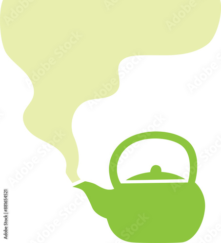 湯気が出る緑の急須のベクターロゴイラスト