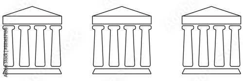  Bank icon set. bank vector icon, museum, university