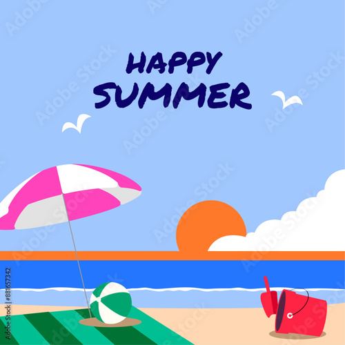 summer vacation illustration background beach