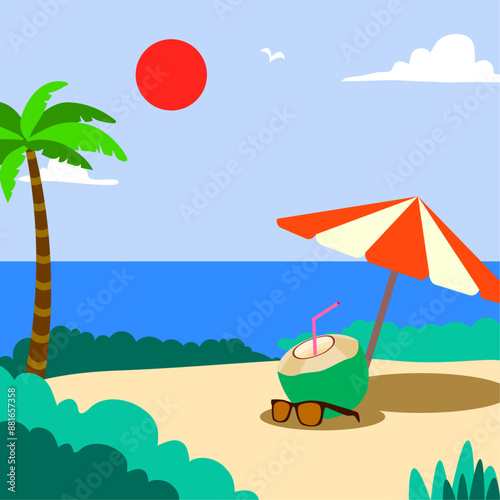 summer vacation illustration background beach