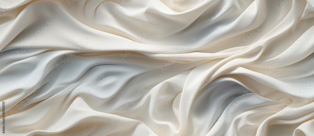 White silk fabric with soft flowing folds. White silk fabric with soft flowing folds.
