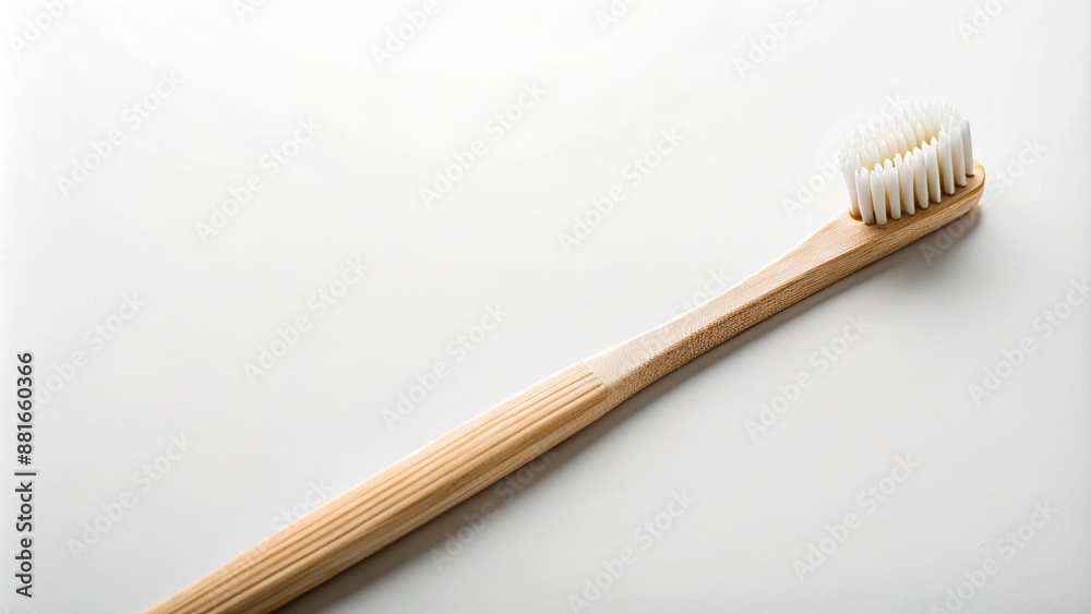 Eco-friendly bamboo toothbrush on a pristine white background, symbolizing sustainable living, plastic reduction, and zero waste lifestyle, with ample space. Eco-friendly bamboo toothbrush on a pristine white background, symbolizing sustainable living, plastic reduction, and zero waste lifestyle, with ample space.
