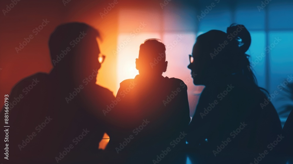 parent-teacher meeting with parents sitting across from teachers close up, educational discussion, realistic, Silhouette, school office backdrop parent-teacher meeting with parents sitting across from teachers close up, educational discussion, realistic, Silhouette, school office backdrop