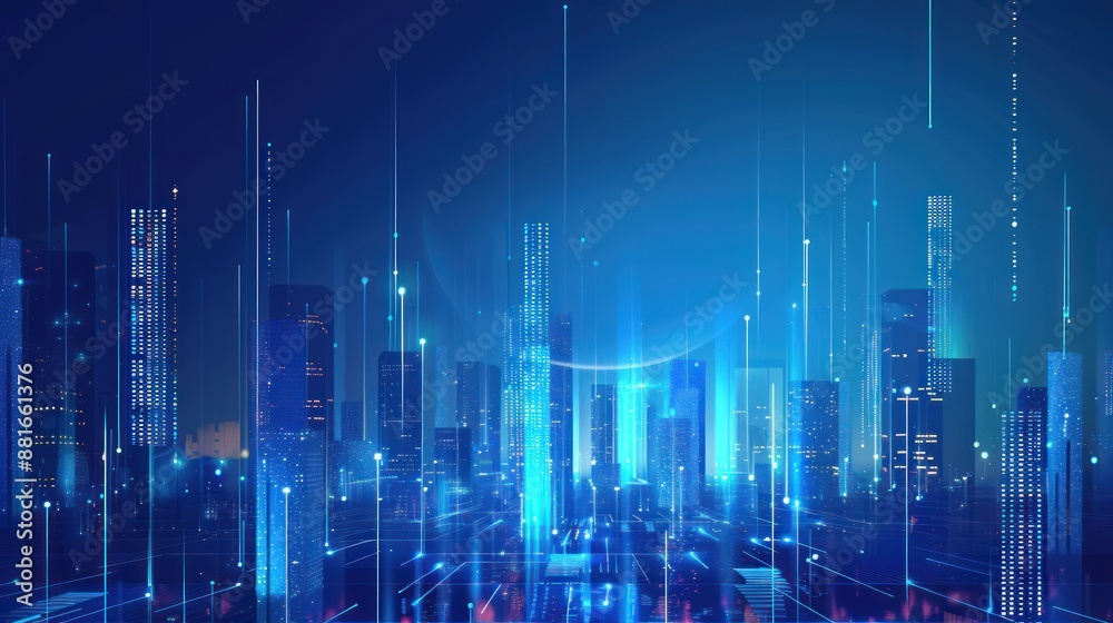 Cyberpunk Cityscape with Glowing Lines