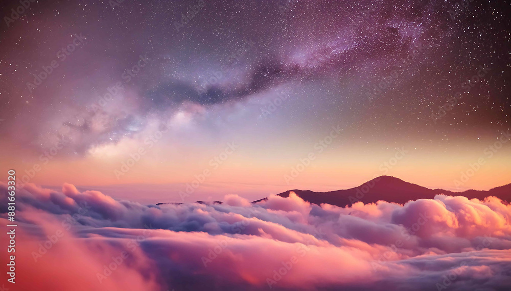 Fototapeta premium Mountain Skies: Capturing the vibrant transitions from sunrise to sunset, amidst the natural beauty of clouds, sun, and sky