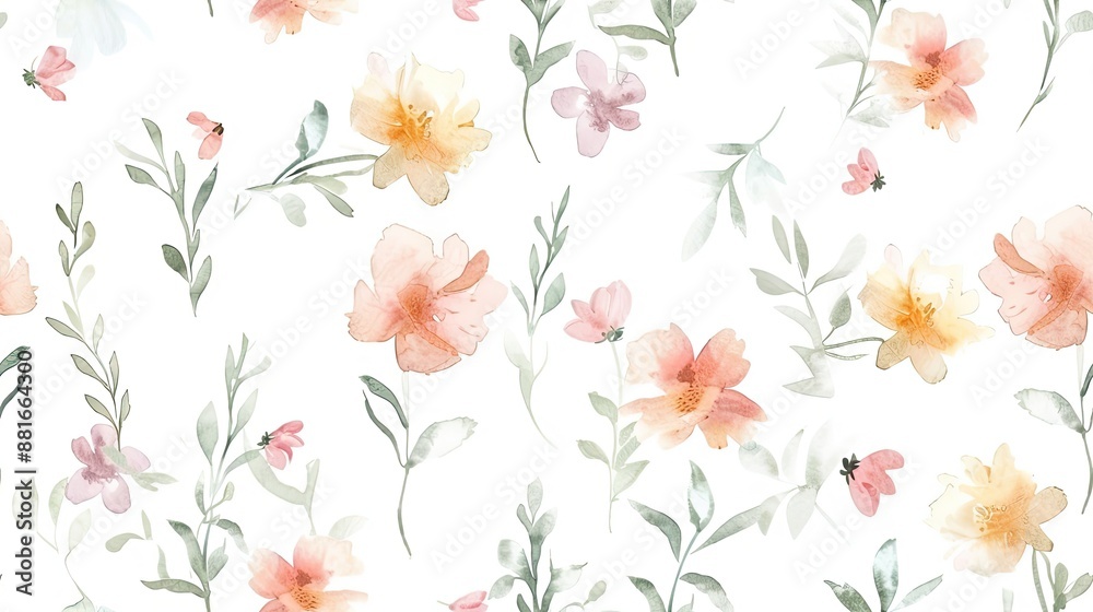 little flowers, watercolor style, large white open background Generated with AI little flowers, watercolor style, large white open background Generated with AI