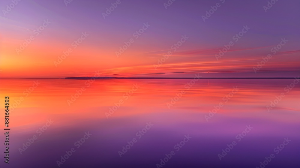 Fototapeta premium Mesmerizing Sunset Reflection Minimalist Abstract Landscape with Vibrant Color Gradients