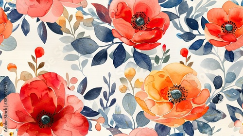 watercolor seamless floral clipart Generated with AI