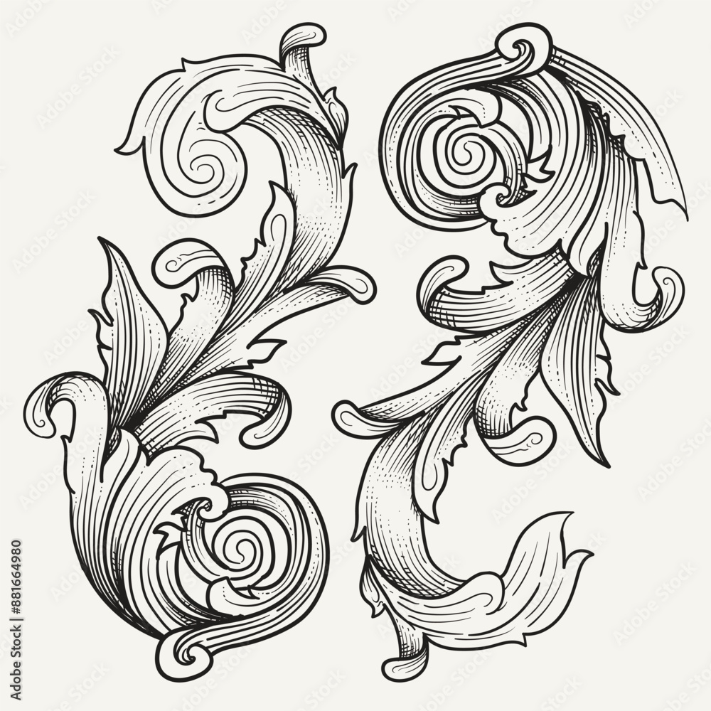 Obraz premium Hand drawn doodle of vintage baroque ornament 