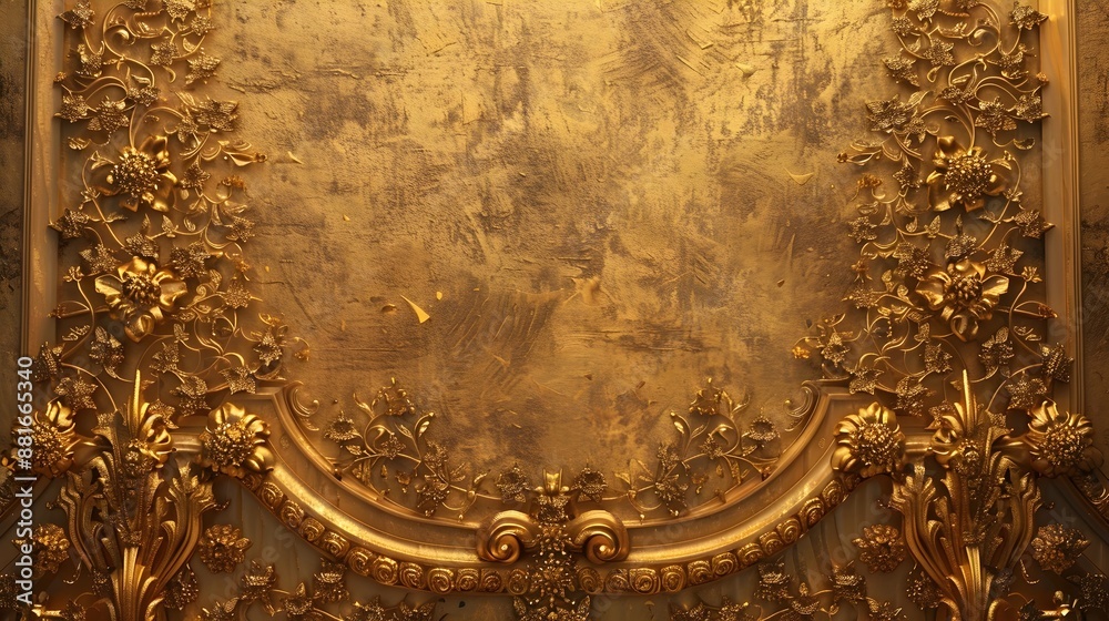 Lavish golden wall with ornate decorative motifs rich and regal abstract setting with lustrous metallic sheen and grandiose ambiance Lavish golden wall with ornate decorative motifs rich and regal abstract setting with lustrous metallic sheen and grandiose ambiance