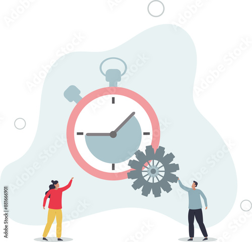 Efficiency or productivity, manage resources and time to optimize best work result,flat design.illustration with people.