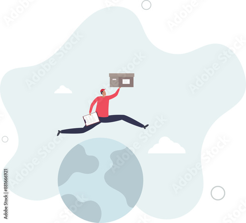 Global logistics service, world import and export transportation, shippings and good delivery concept.flat design.illustration with people.