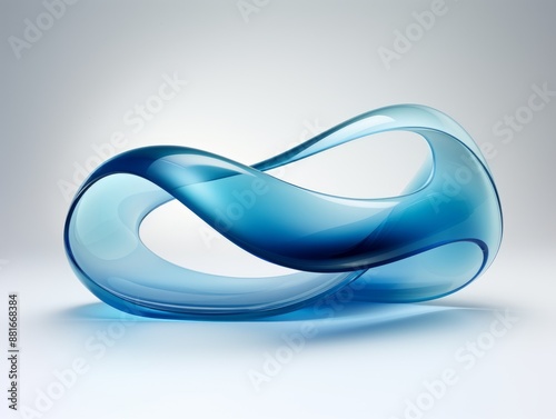 Abstract blue liquid transculent sculpture against a clean white background. photo