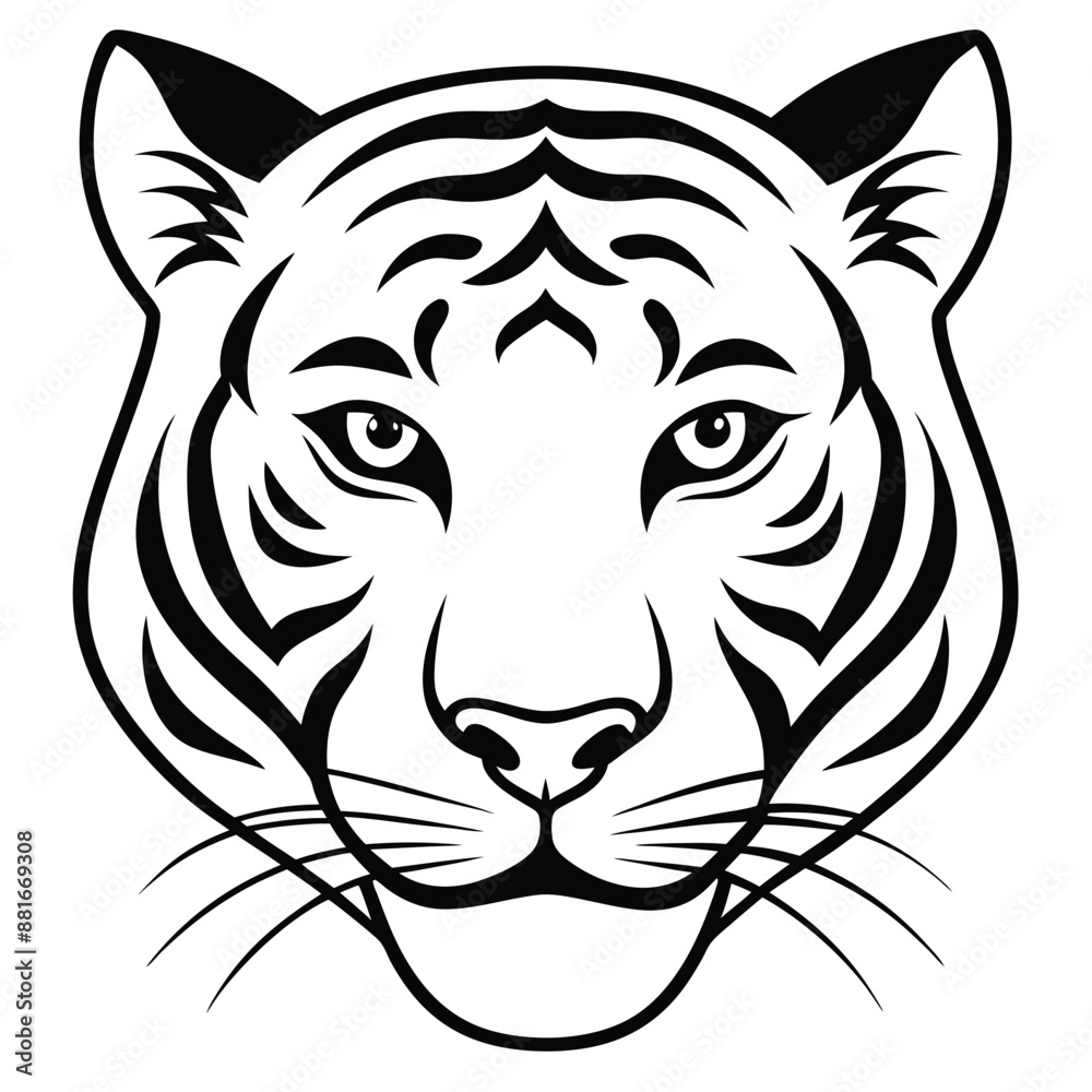 Fototapeta premium Tiger head silhouette vector style with white background