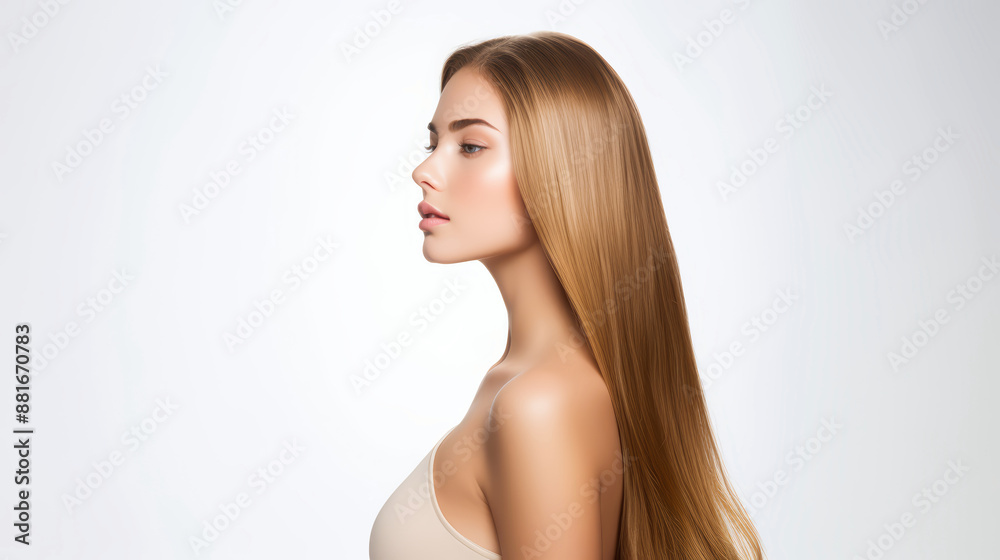 beautiful woman with long gold shiny straight hair beautiful woman with long gold shiny straight hair