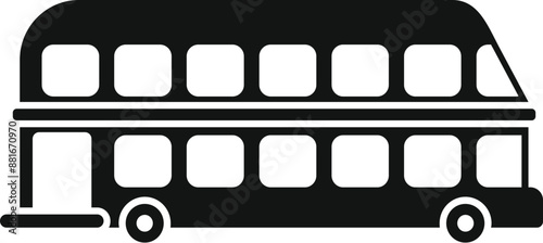 Black silhouette of a london double decker bus, a symbol of england and its capital city