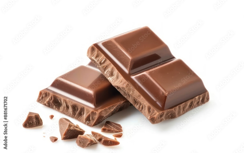 Delicious Chocolate Pieces Isolated on White Delicious Chocolate Pieces Isolated on White