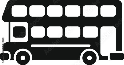 Black and white silhouette of a london double decker bus, a symbol of england and its public transportation system