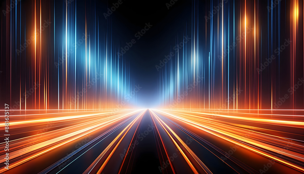 Obraz premium Glowing Lines in the Dark- Bright, glowing lines cutting through a dark background, creatin_1(160)