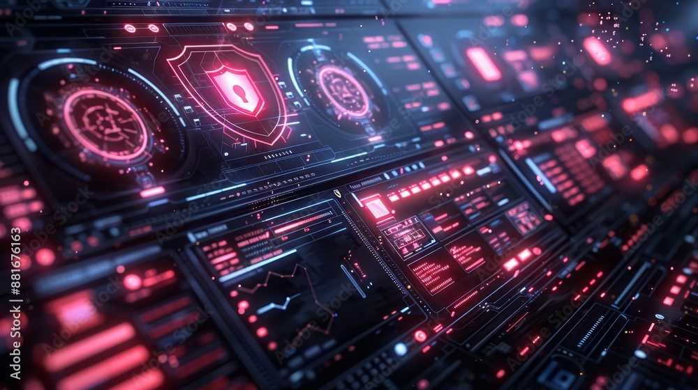 Futuristic Cybersecurity Interface with Data Analysis - Generative AI Futuristic Cybersecurity Interface with Data Analysis - Generative AI