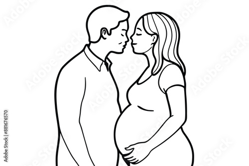 Pregnant Women Line Art Cherished Motherhood Artwork