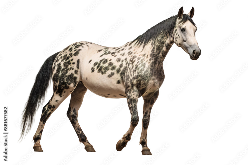The Enigmatic Monochrome Equine Beauty on White or PNG Transparent Background.