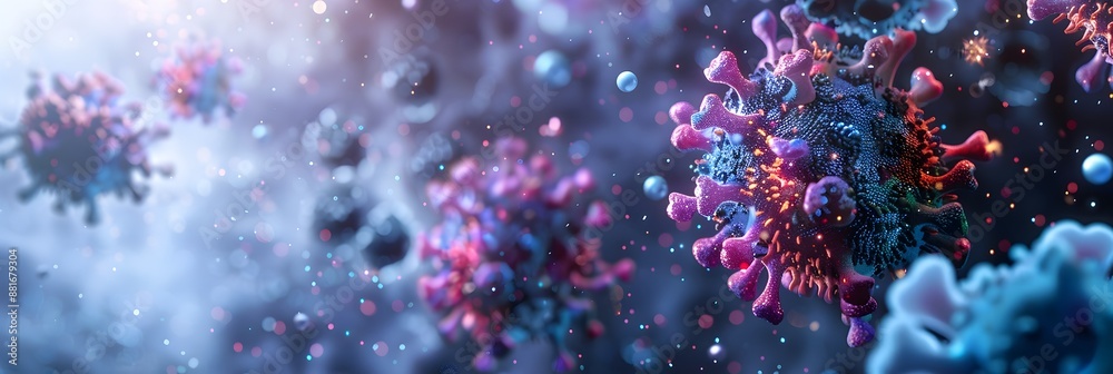 Fototapeta premium Detailed of Intricate Molecular Structure of Influenza Virus with Vibrant Color Scheme