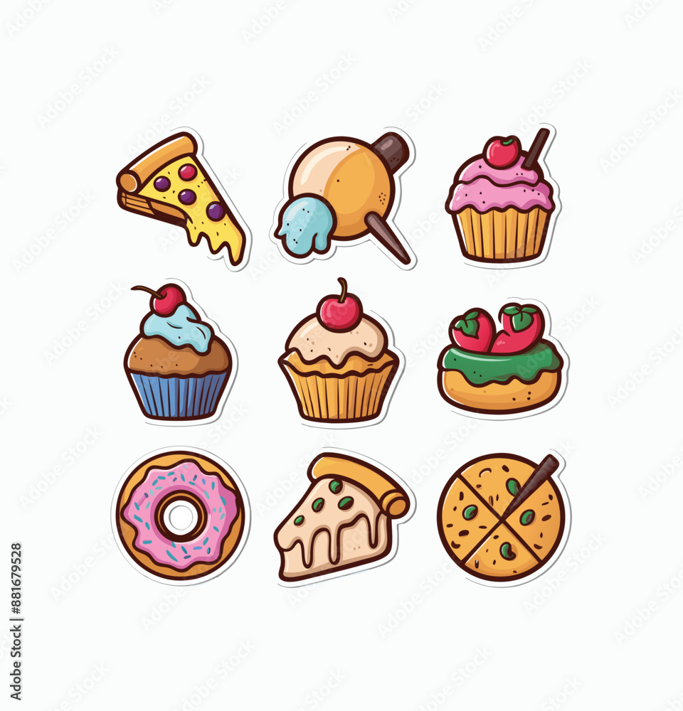 Foods printable stickers clipart illustration set Foods printable stickers clipart illustration set