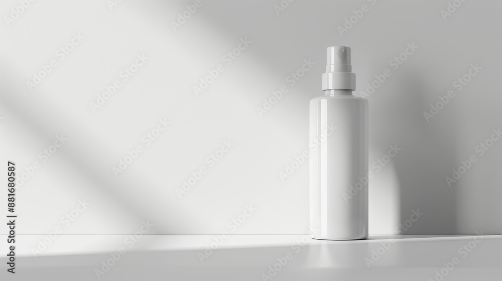 Glowing Beauty Essentials: White Moisturizer Bottle with Reflective Glossy Surface Glowing Beauty Essentials: White Moisturizer Bottle with Reflective Glossy Surface
