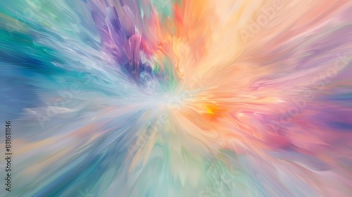 An abstract image showcasing an explosion of soft pastel colors radiating outward in a dynamic and visually soothing pattern. 