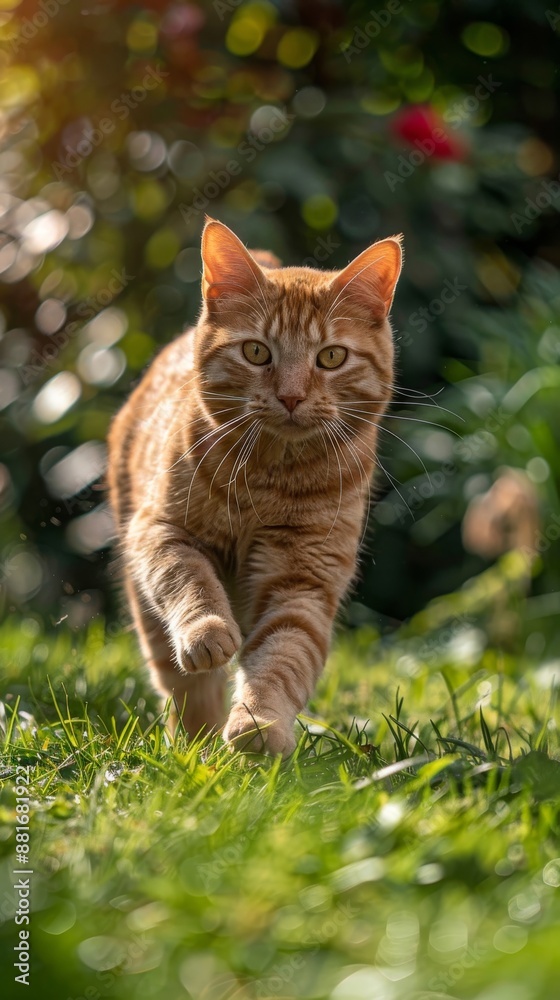 motion picture of an orange cat walking motion picture of an orange cat walking