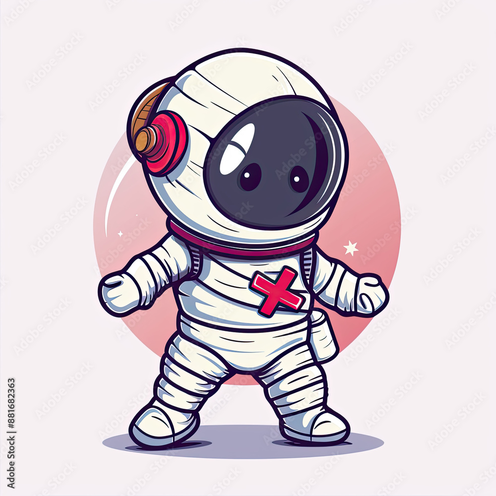 Cute Astronaut Mummy Cartoon Vector Icon Illustration. Science Holiday Icon Concept Isolated Premium Vector. Flat Cartoon Style Cute Astronaut Mummy Cartoon Vector Icon Illustration. Science Holiday Icon Concept Isolated Premium Vector. Flat Cartoon Style