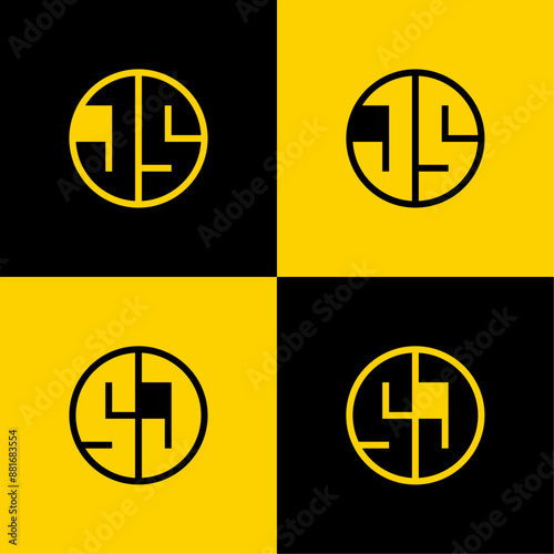 Simple JS and SJ Letter Circle Logo Set, suitable for business with JS and SJ initials